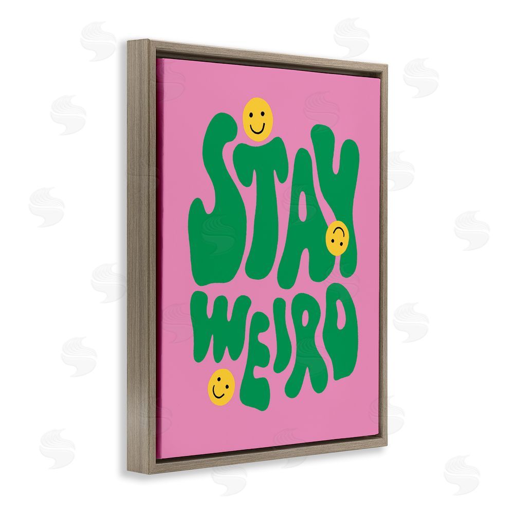 House of Lulu Stay Weird Retro Smilies Brown Floating Frame Canvas Wall Art Print