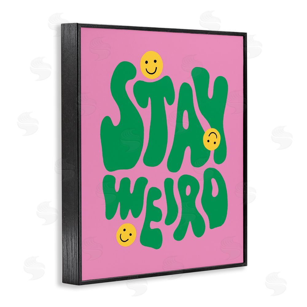 House of Lulu Stay Weird Retro Smilies Black Framed Giclee Wall Art Print