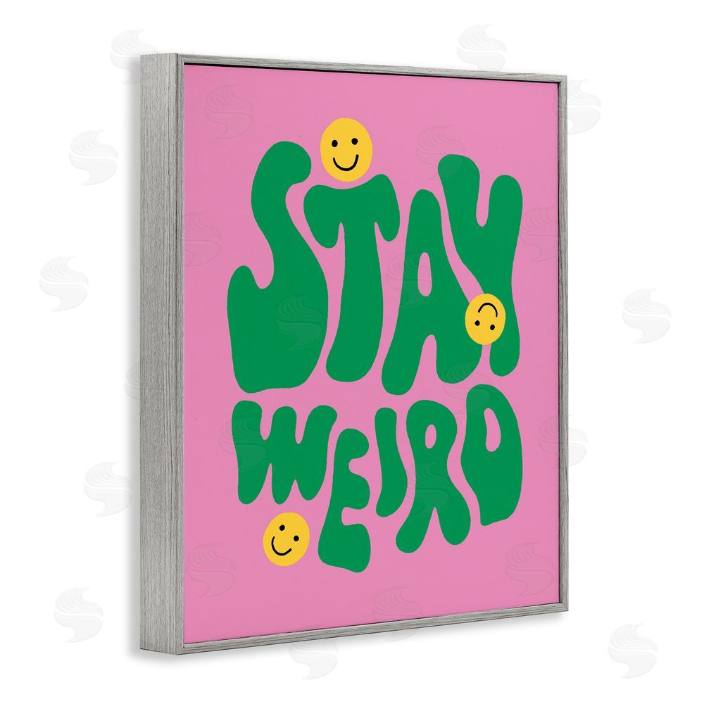 House of Lulu Stay Weird Retro Smilies Gray Framed Giclee Wall Art Print