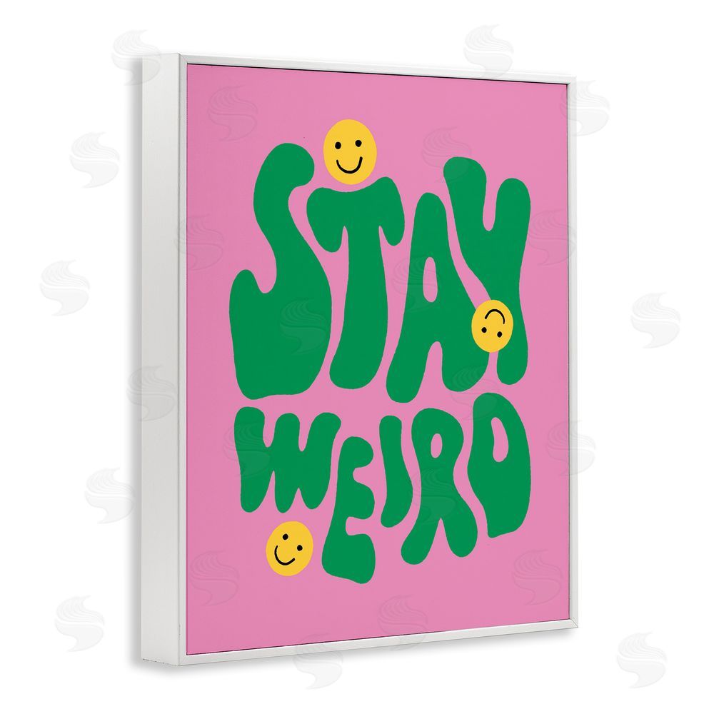 House of Lulu Stay Weird Retro Smilies White Framed Giclee Wall Art Print