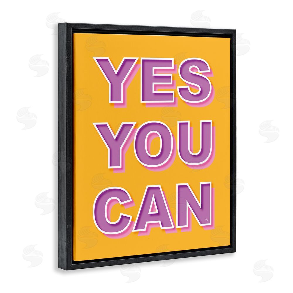Martina Pavlova Yes You Can Purple & Yellow Black Floating Frame Canvas Wall Art Print