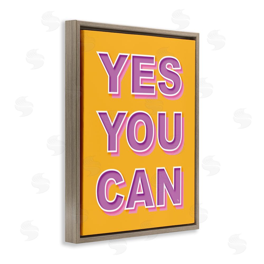 Martina Pavlova Yes You Can Purple & Yellow Brown Floating Frame Canvas Wall Art Print