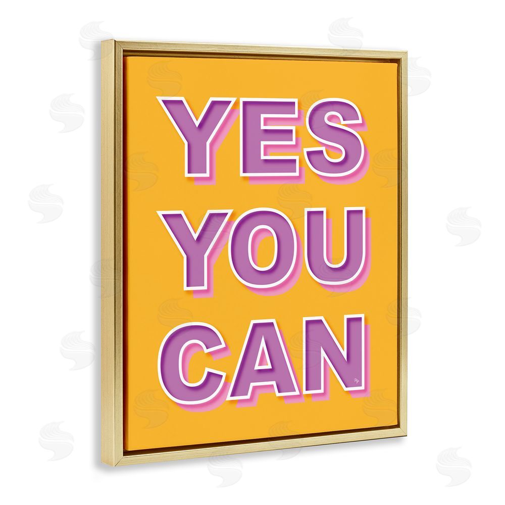 Martina Pavlova Yes You Can Purple & Yellow Gold Floating Frame Canvas Wall Art Print
