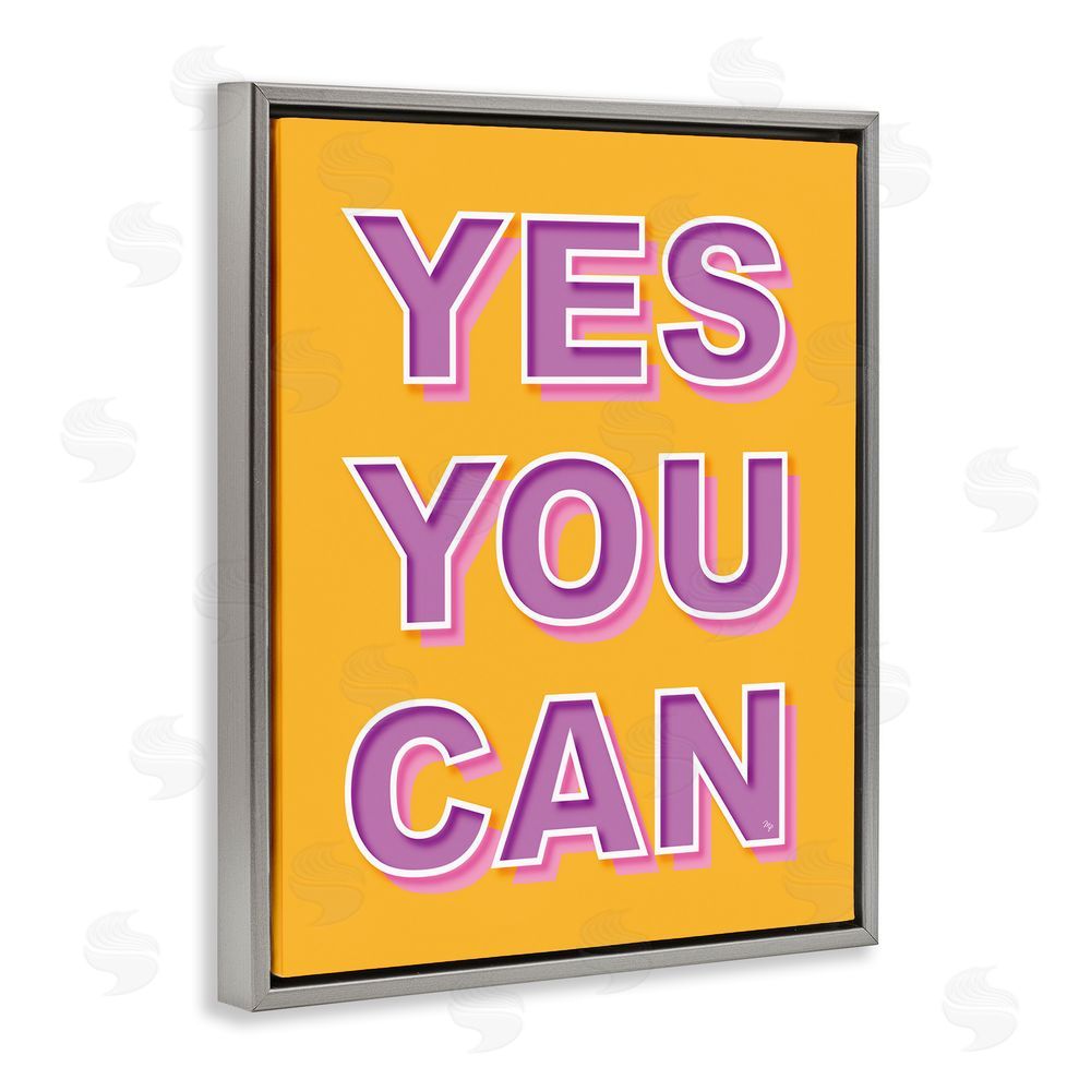 Martina Pavlova Yes You Can Purple & Yellow Grey Floating Frame Canvas Wall Art Print