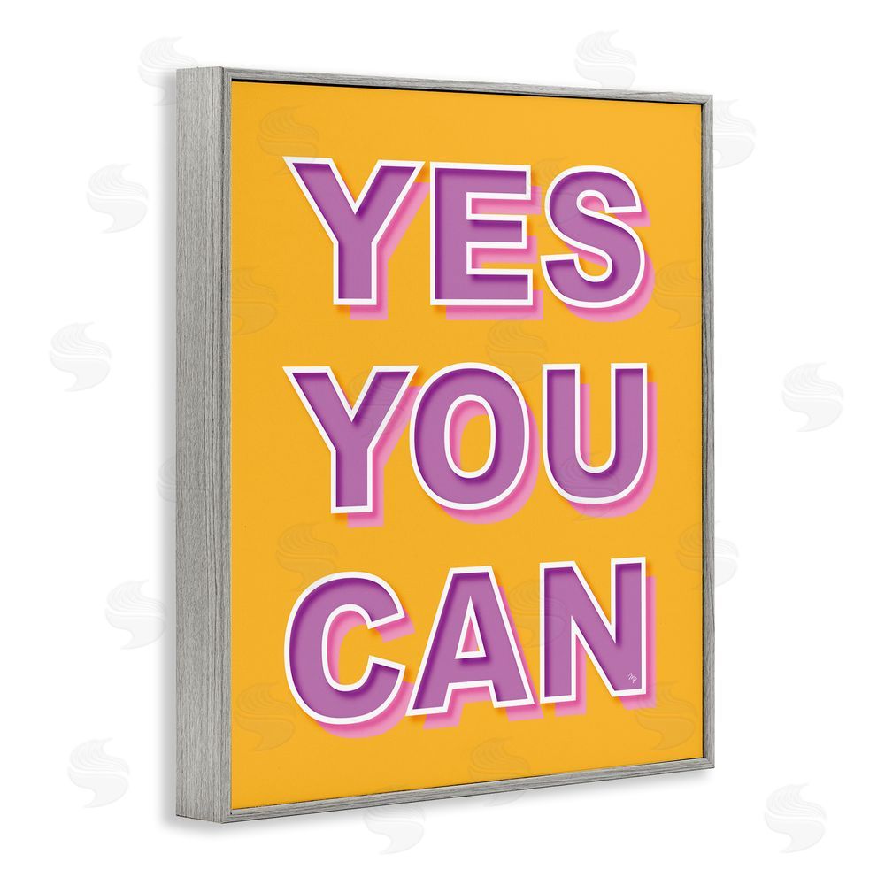 Martina Pavlova Yes You Can Purple & Yellow Gray Framed Giclee Wall Art Print