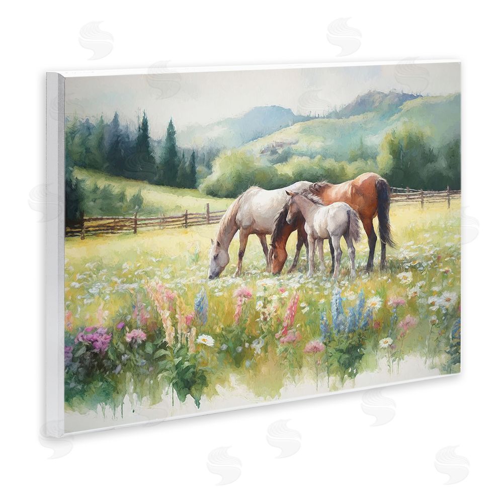 Ramona Murdock Horses in Spring Meadow Wall Plaque Art Print