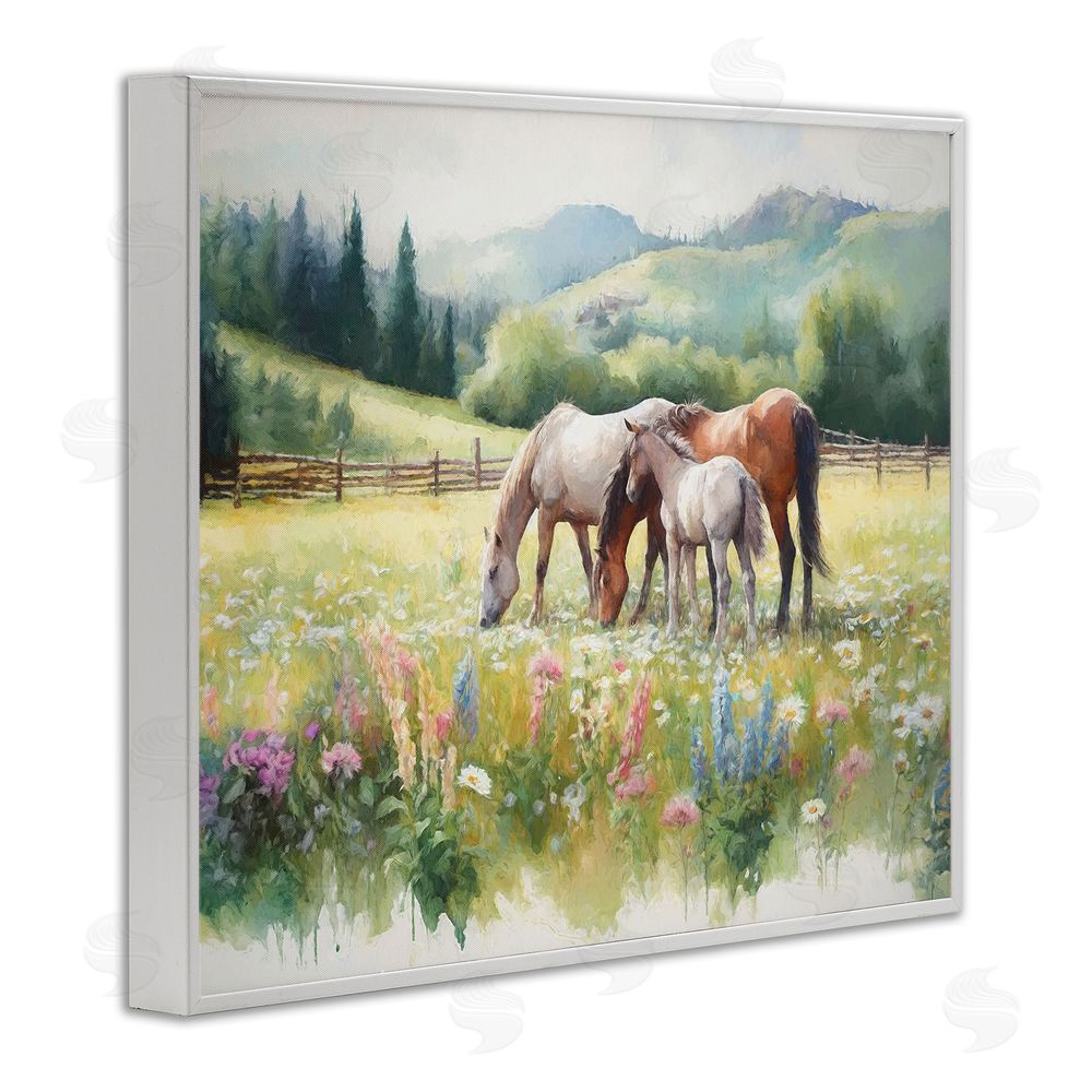 Ramona Murdock Horses in Spring Meadow White Framed Giclee Wall Art Print