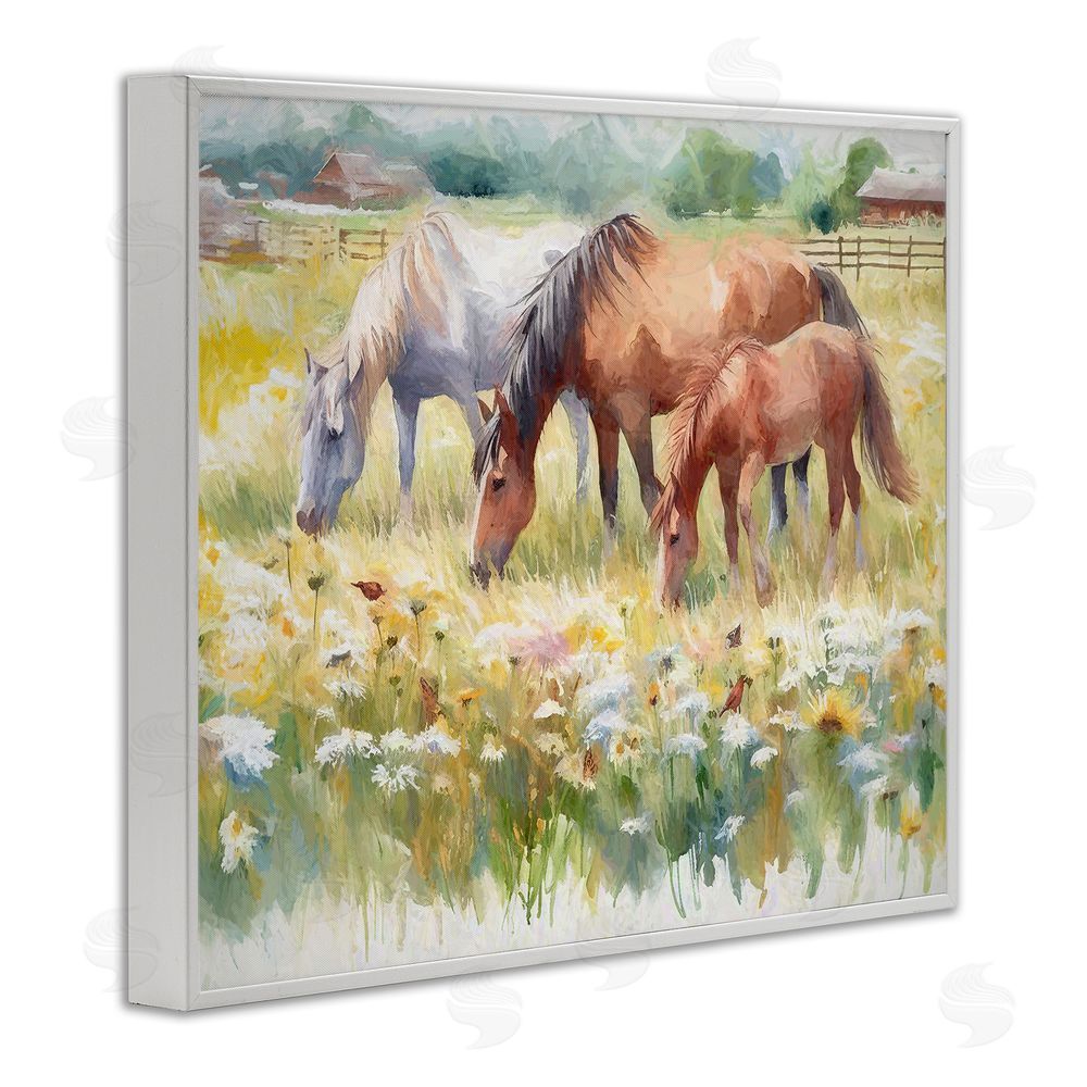 Ramona Murdock Grazing Horses in Meadow White Framed Giclee Wall Art Print