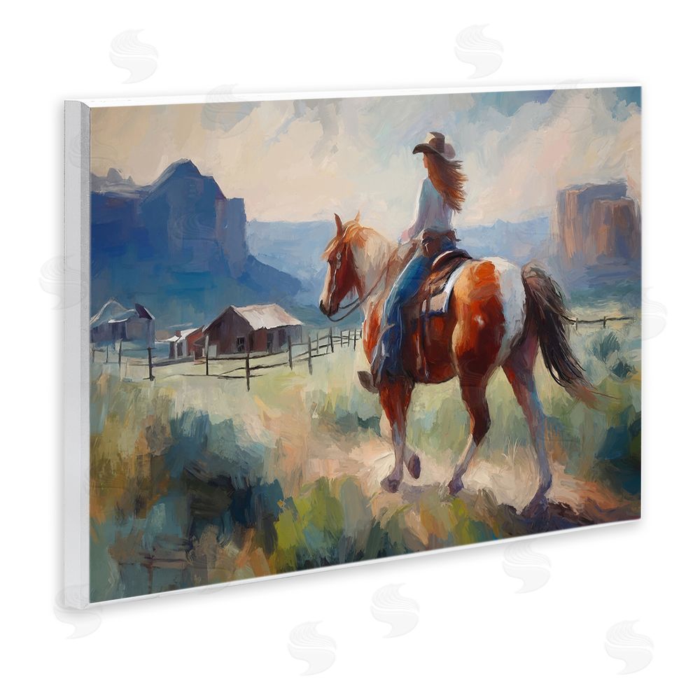 Ramona Murdock Southwestern Cowgirl Landscape Wall Plaque Art Print