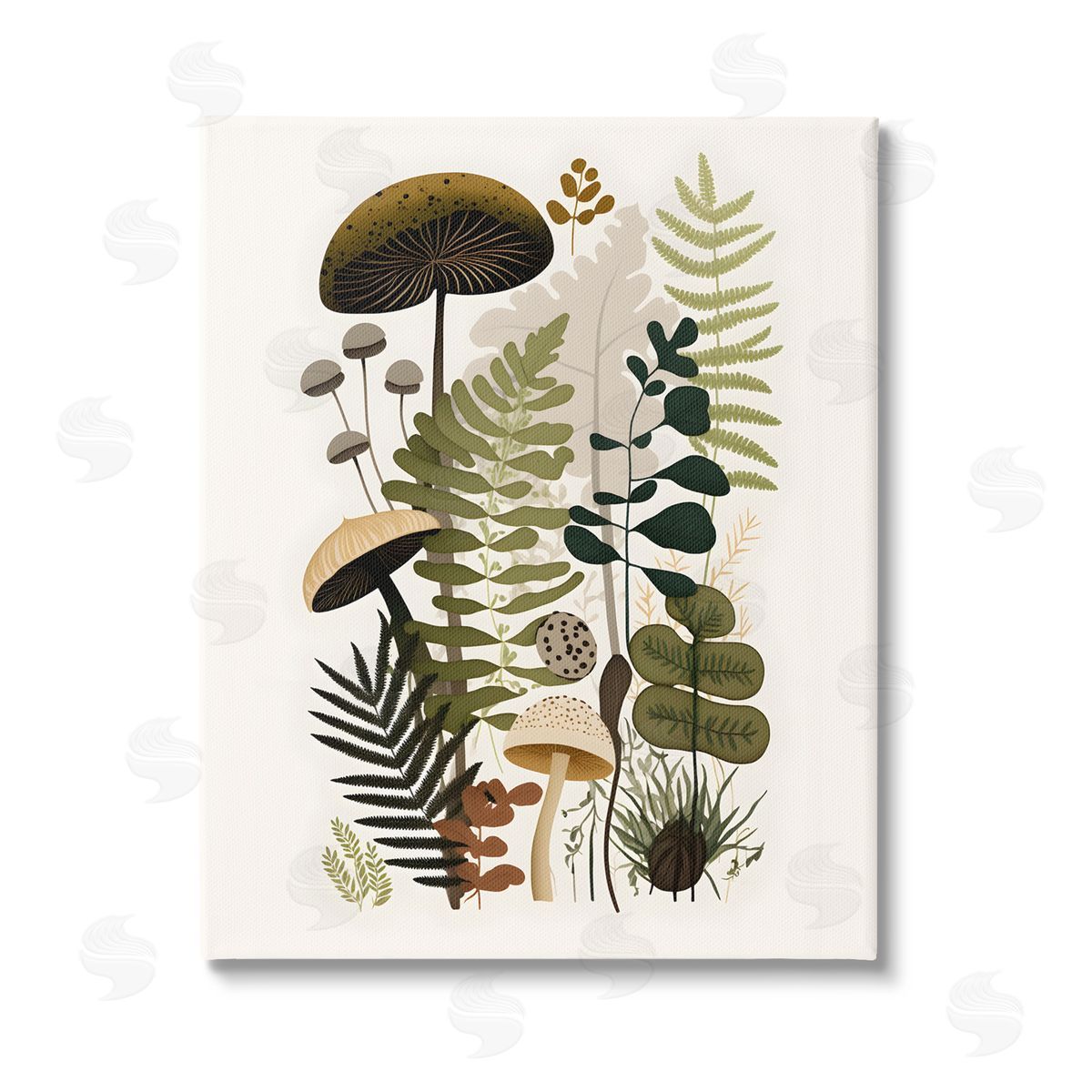 Petal Prints Design Mixed Earthy Botanicals Stretched Canvas Wall Art Print