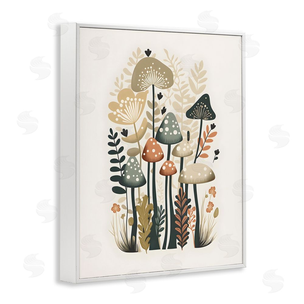 Petal Prints Design Whimsical Mushroom Botanicals White Framed Giclee Wall Art Print