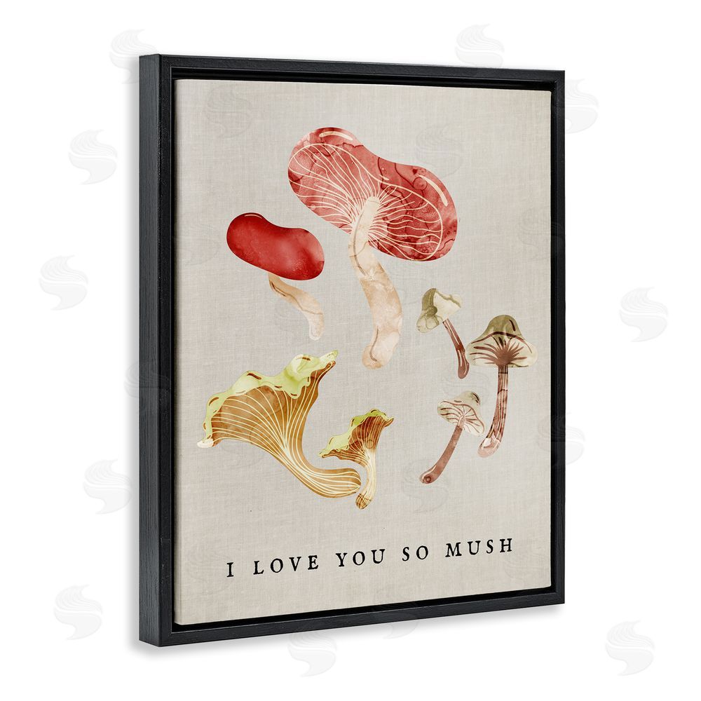 Stupell Studio Love You So Mush Pun Black Floating Frame Canvas Wall Art Print