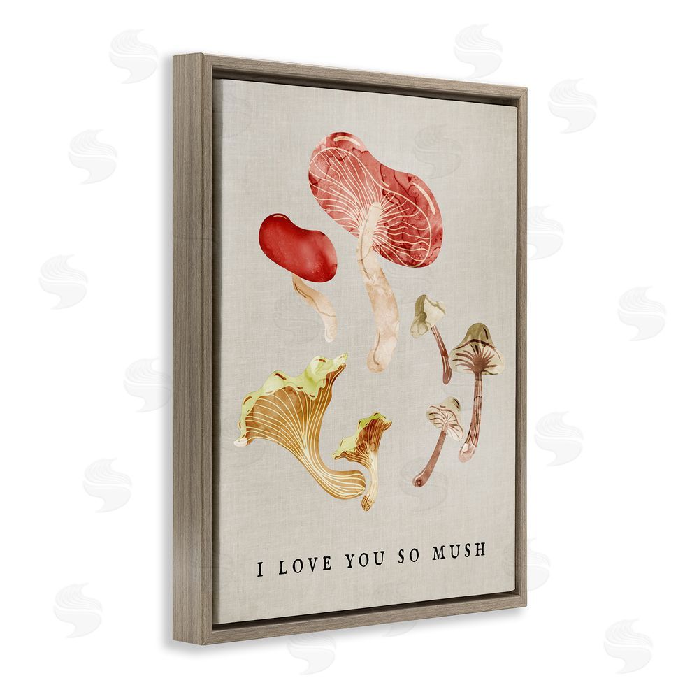 Stupell Studio Love You So Mush Pun Brown Floating Frame Canvas Wall Art Print
