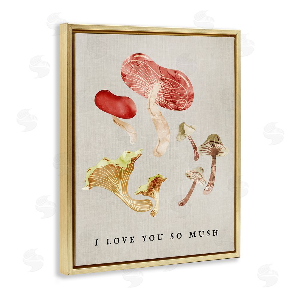 Stupell Studio Love You So Mush Pun Gold Floating Frame Canvas Wall Art Print