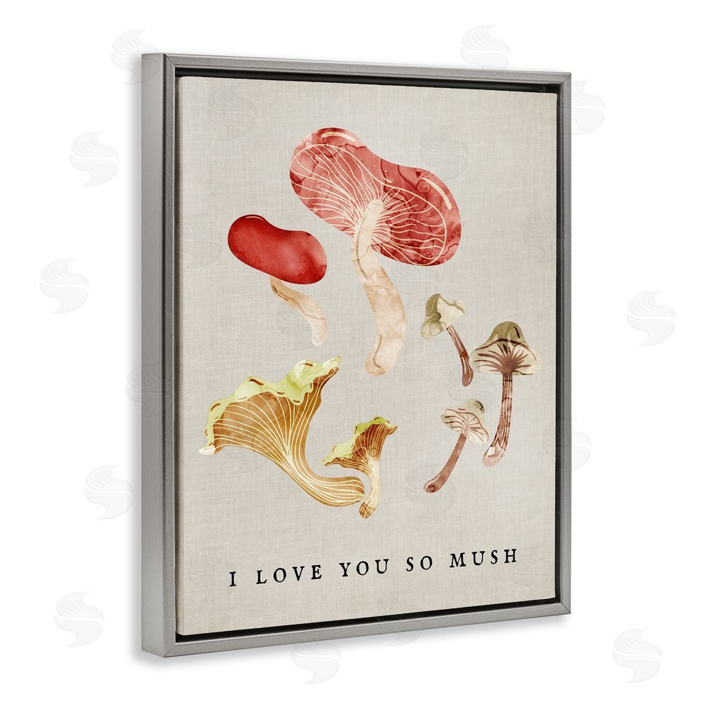 Stupell Studio Love You So Mush Pun Grey Floating Frame Canvas Wall Art Print