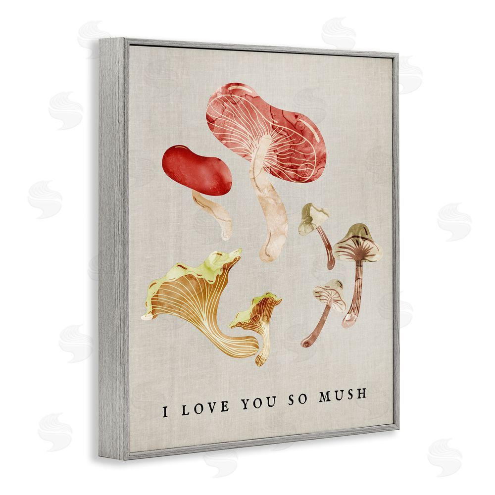 Stupell Studio Love You So Mush Pun Gray Framed Giclee Wall Art Print