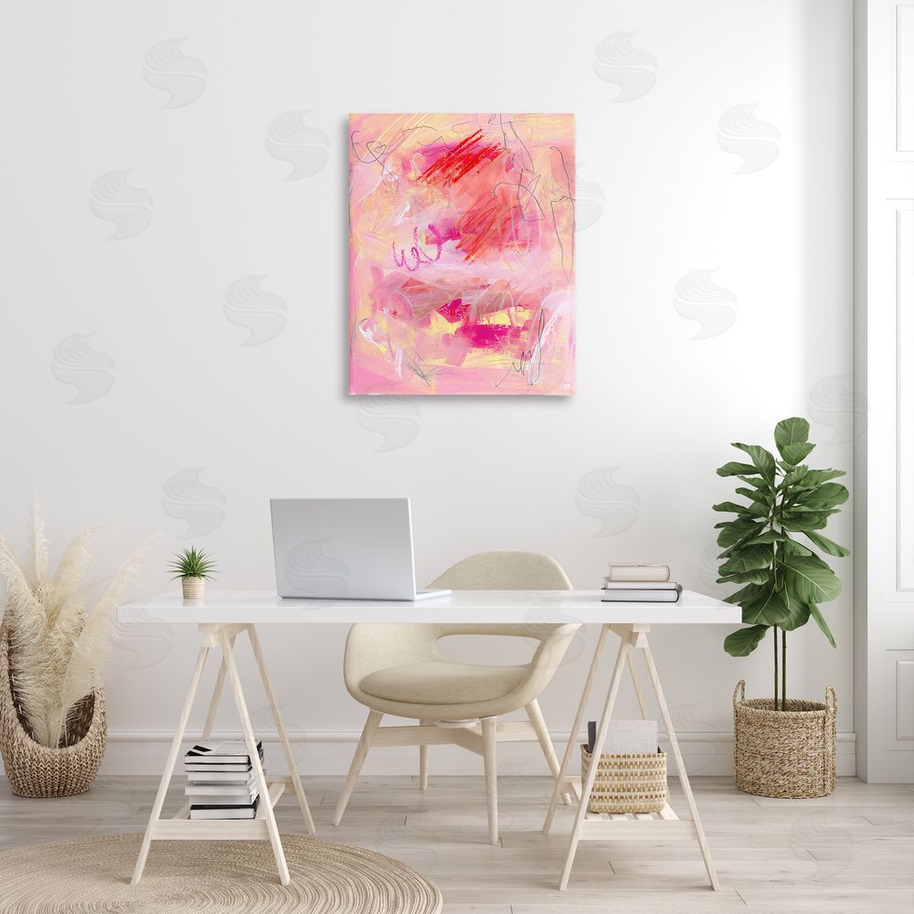 Jennifer Paxton Parker Pink Chaotic Scribble Canvas Wall Art Print in Room