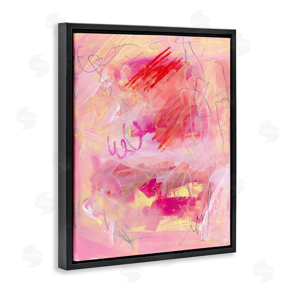 Jennifer Paxton Parker Pink Chaotic Scribble Black Floating Frame Canvas Wall Art Print