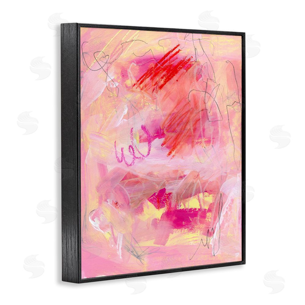 Jennifer Paxton Parker Pink Chaotic Scribble Black Framed Giclee Wall Art Print