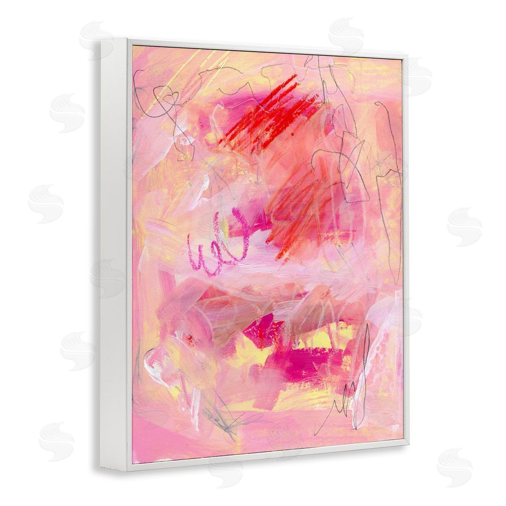 Jennifer Paxton Parker Pink Chaotic Scribble White Framed Giclee Wall Art Print