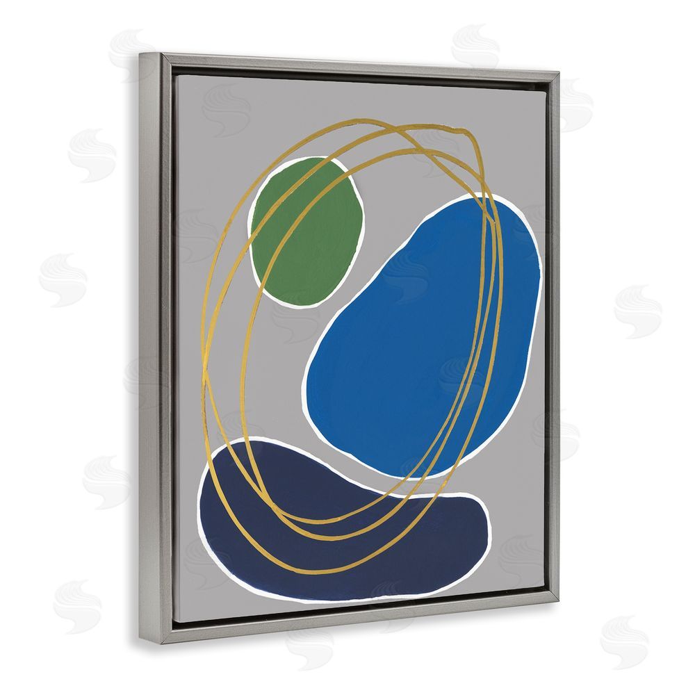 Regina Moore Oblong Geometric Shapes Grey Floating Frame Canvas Wall Art Print