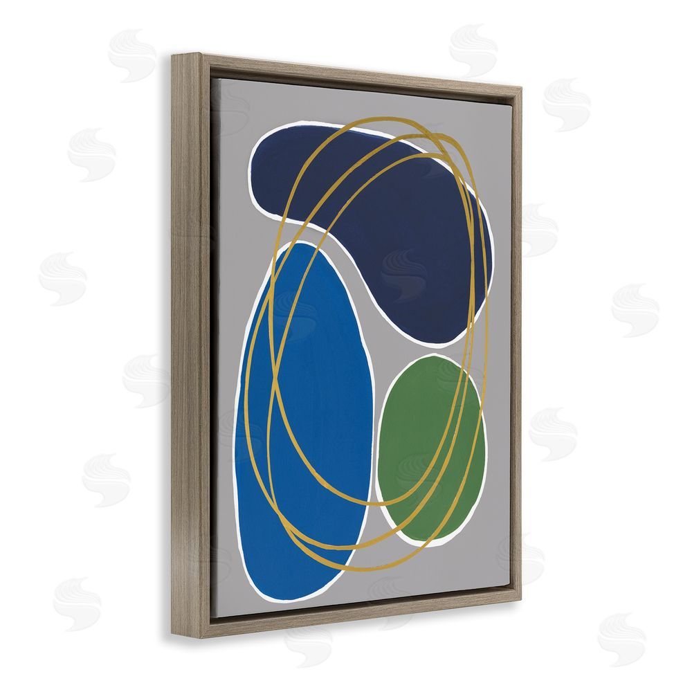 Regina Moore Abstract Oblong Shapes Brown Floating Frame Canvas Wall Art Print