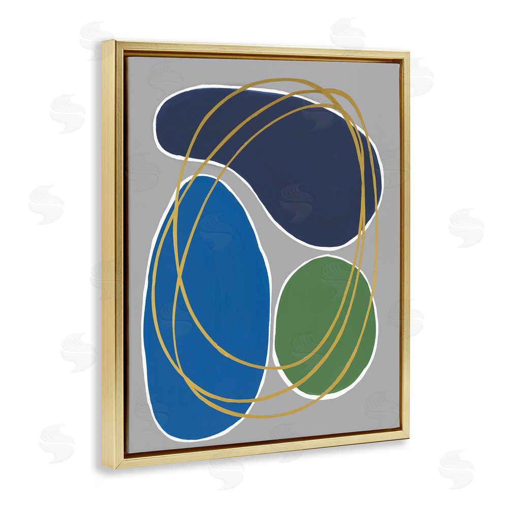 Regina Moore Abstract Oblong Shapes Gold Floating Frame Canvas Wall Art Print