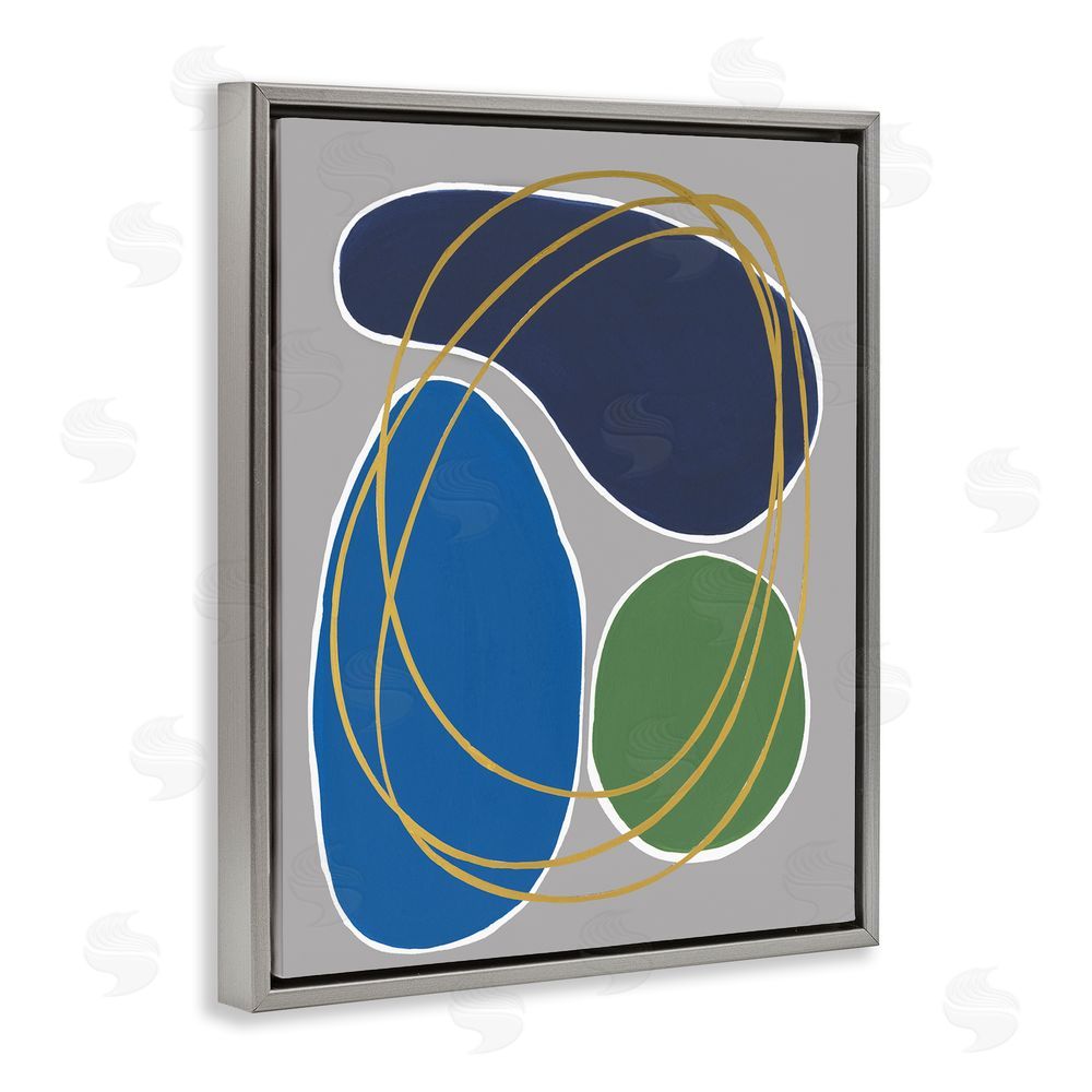 Regina Moore Abstract Oblong Shapes Grey Floating Frame Canvas Wall Art Print