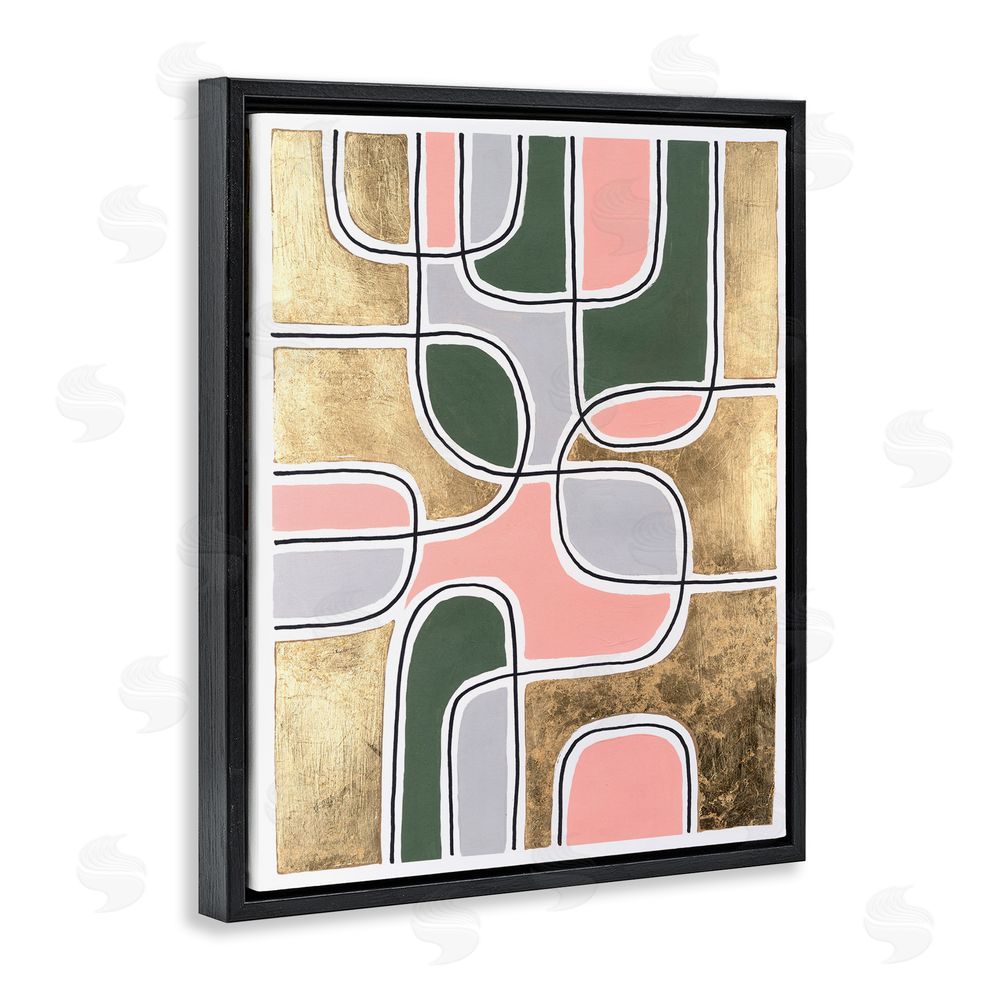 Michael Willett Retro Glam Geometric Black Floating Frame Canvas Wall Art Print