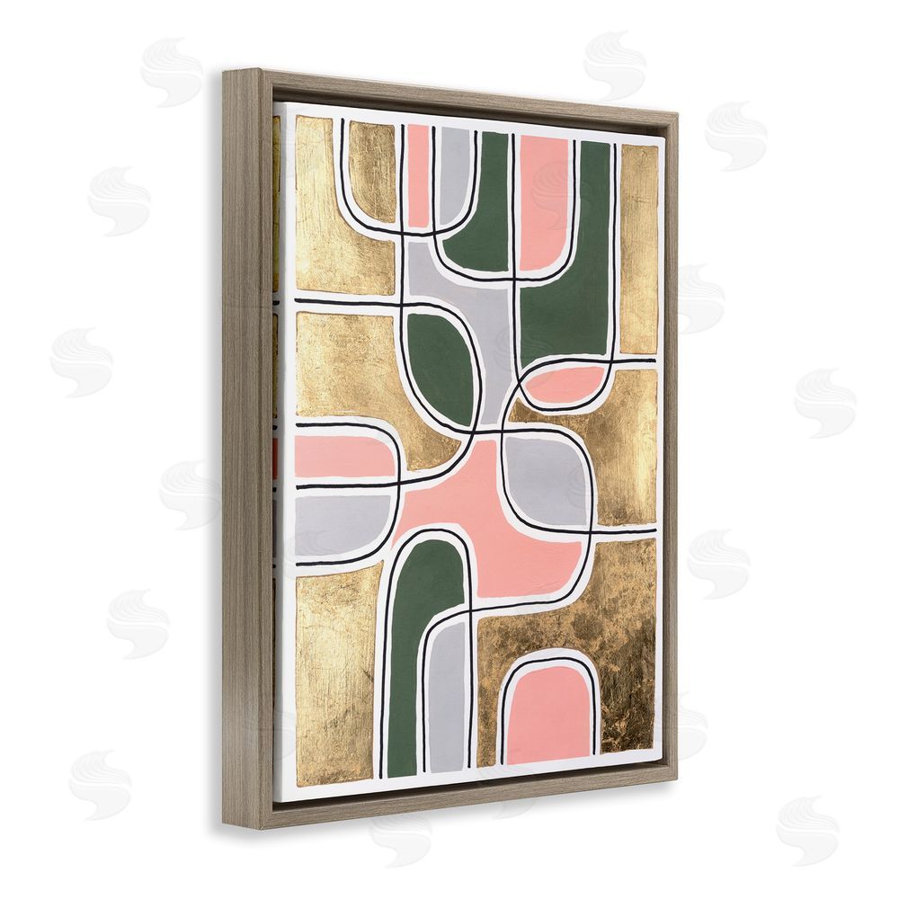 Michael Willett Retro Glam Geometric Brown Floating Frame Canvas Wall Art Print