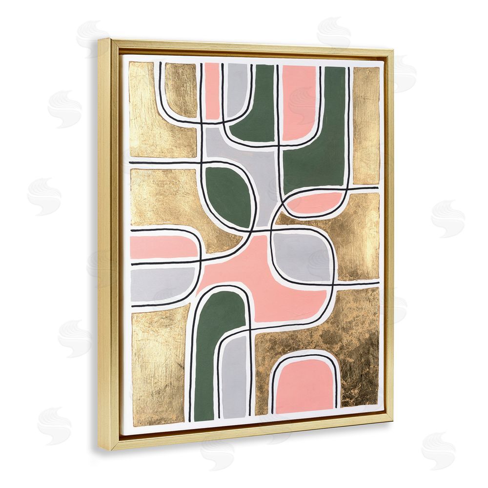 Michael Willett Retro Glam Geometric Gold Floating Frame Canvas Wall Art Print
