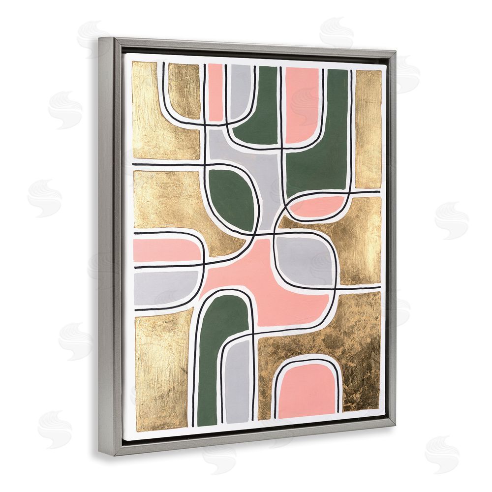 Michael Willett Retro Glam Geometric Grey Floating Frame Canvas Wall Art Print