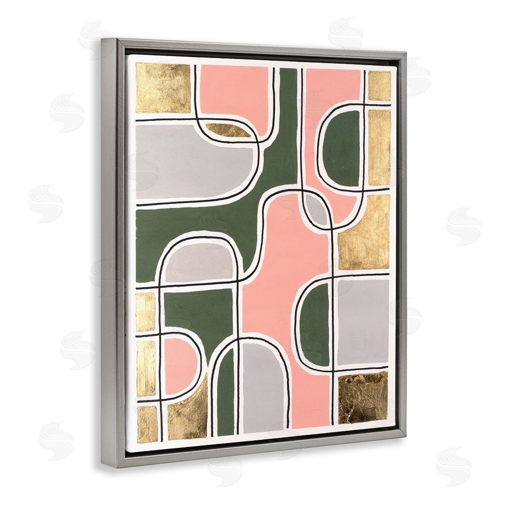 Michael Willett Modern Shapes & Glam Grey Floating Frame Canvas Wall Art Print