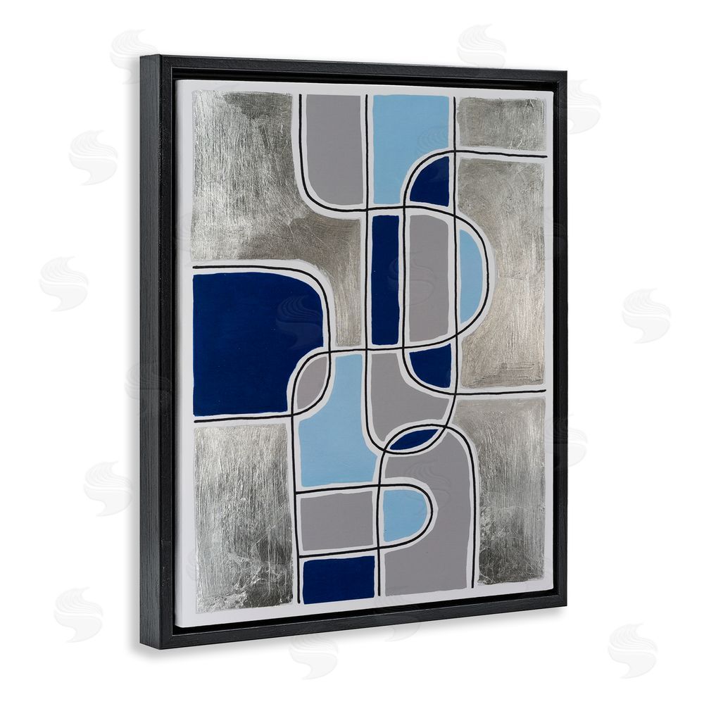 Michael Willett Alternating Centric Shapes Black Floating Frame Canvas Wall Art Print
