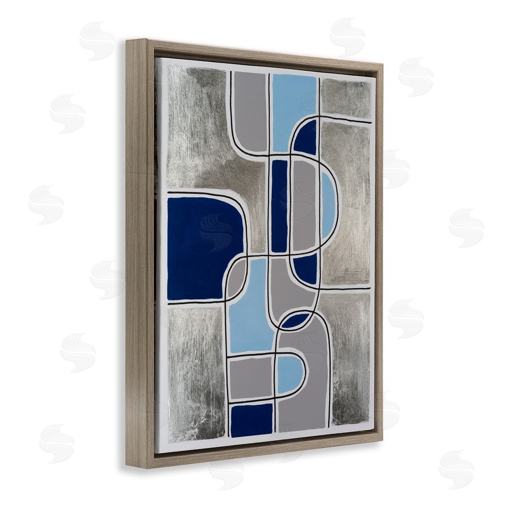 Michael Willett Alternating Centric Shapes Brown Floating Frame Canvas Wall Art Print
