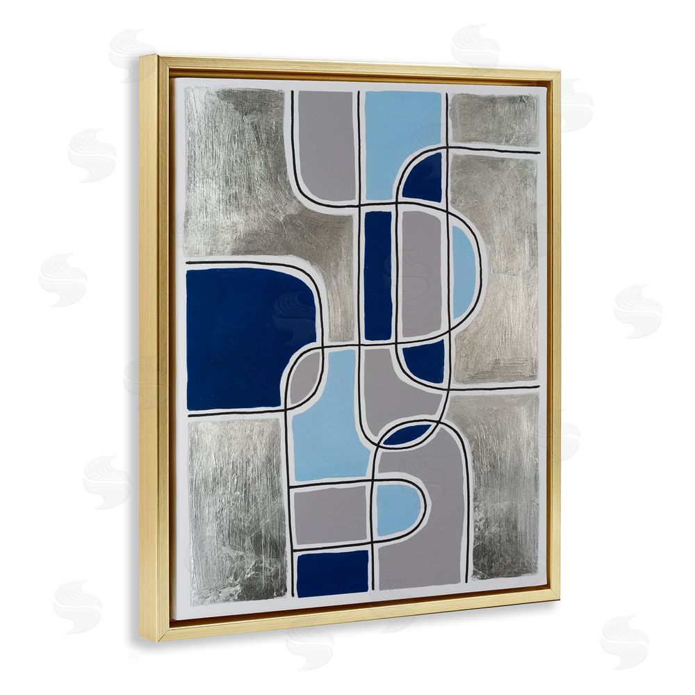 Michael Willett Alternating Centric Shapes Gold Floating Frame Canvas Wall Art Print