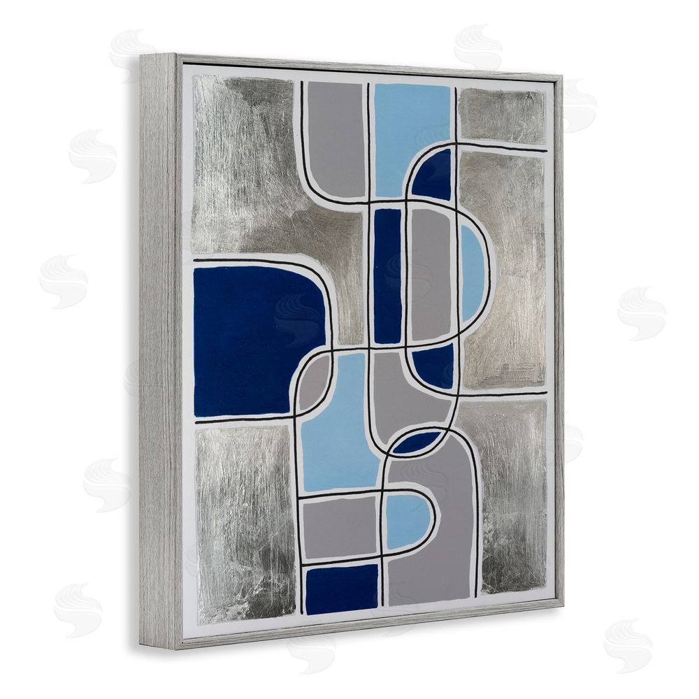 Michael Willett Alternating Centric Shapes Gray Framed Giclee Wall Art Print