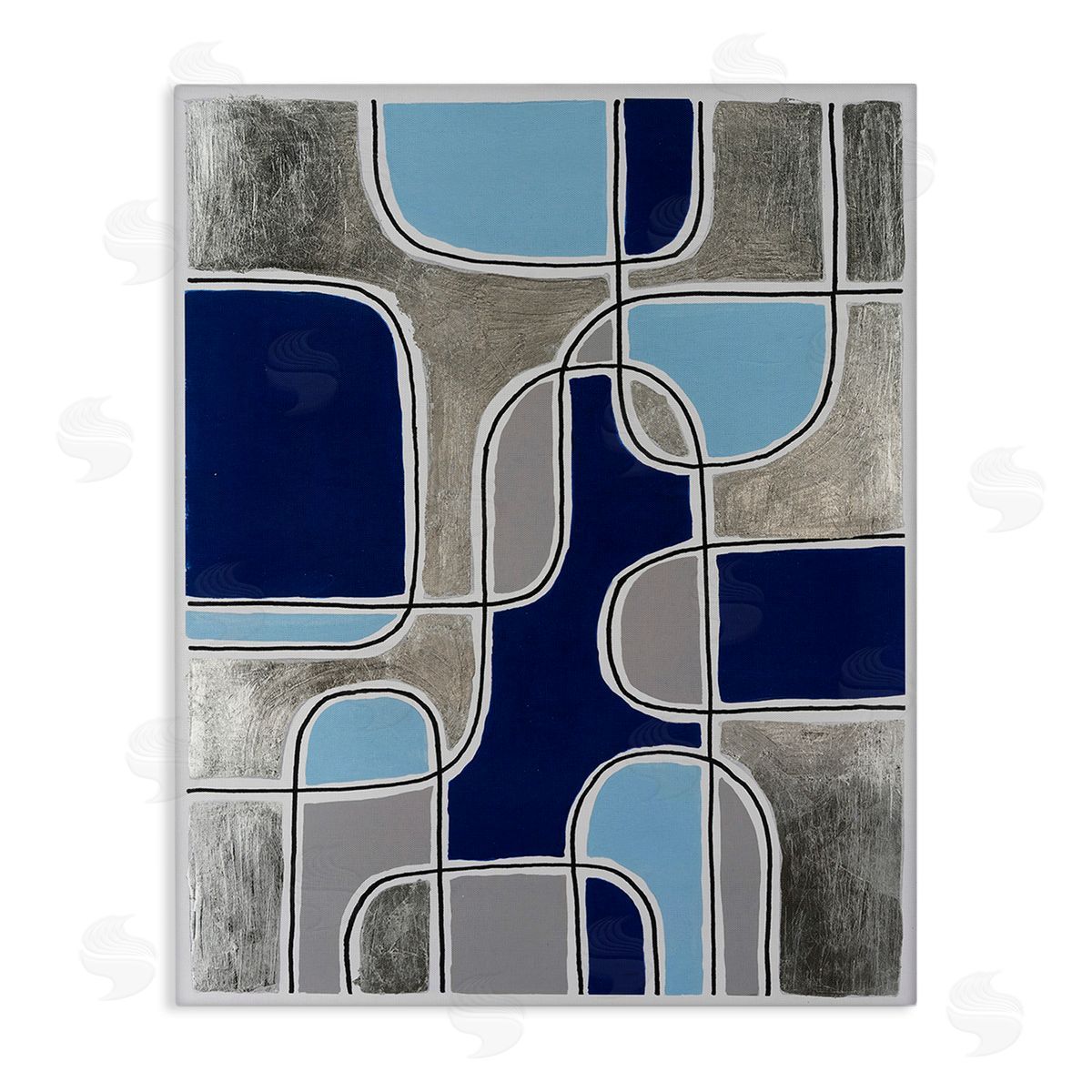 Michael Willett Blue Asymmetrical Pattern Stretched Canvas Wall Art Print