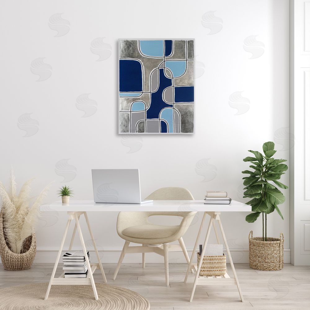 Michael Willett Blue Asymmetrical Pattern Canvas Wall Art Print in Room