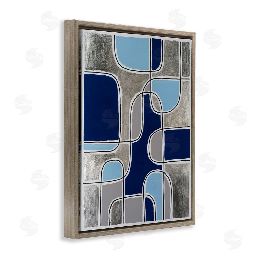 Michael Willett Blue Asymmetrical Pattern Brown Floating Frame Canvas Wall Art Print
