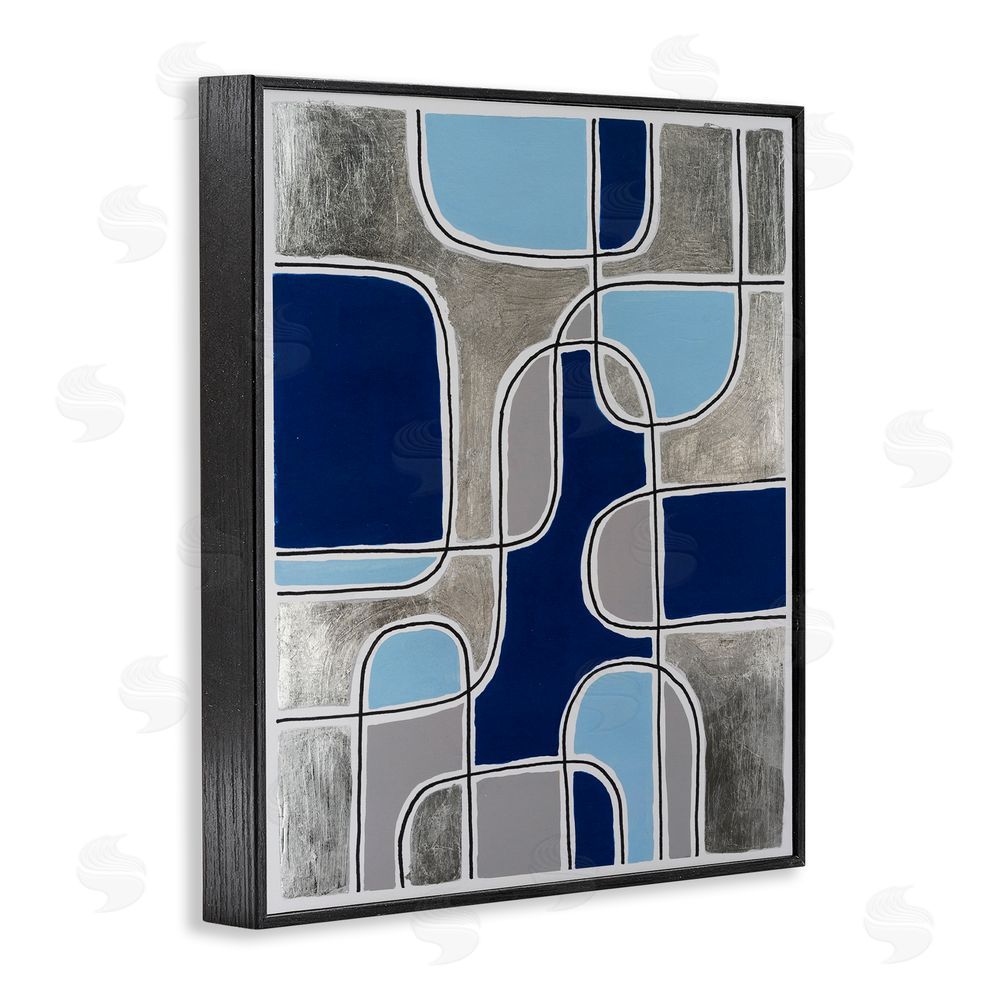 Michael Willett Blue Asymmetrical Pattern Black Framed Giclee Wall Art Print