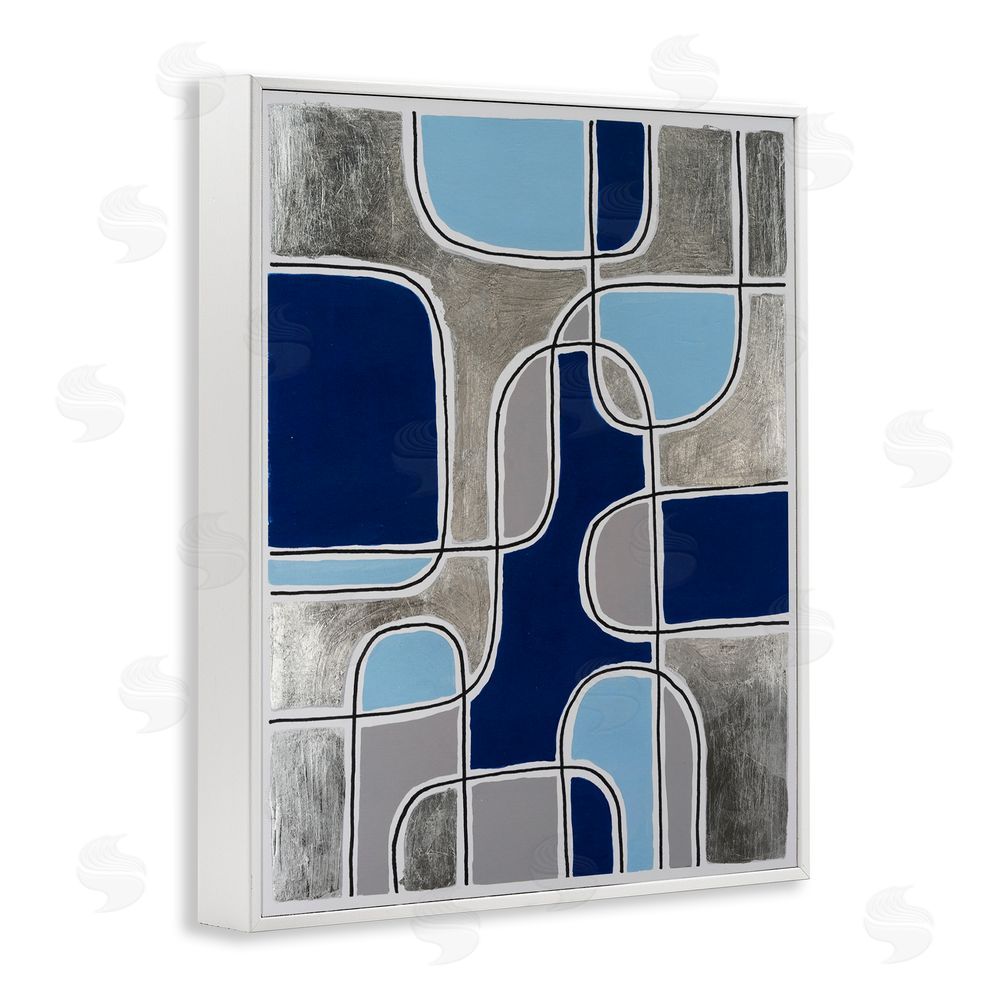 Michael Willett Blue Asymmetrical Pattern White Framed Giclee Wall Art Print