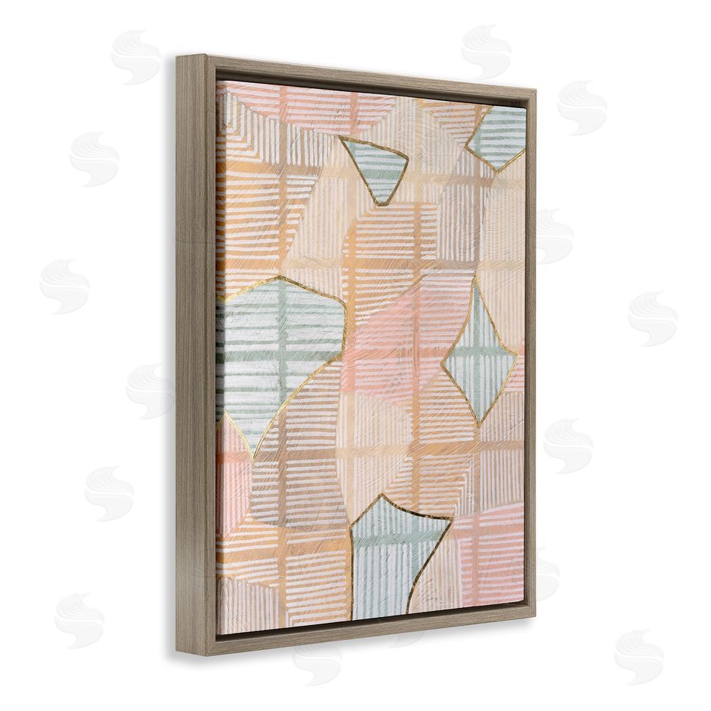 Vanna Lam Pastel Patterned Shapes Brown Floating Frame Canvas Wall Art Print