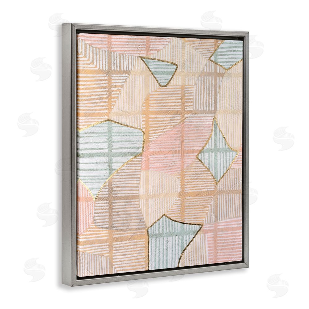 Vanna Lam Pastel Patterned Shapes Grey Floating Frame Canvas Wall Art Print