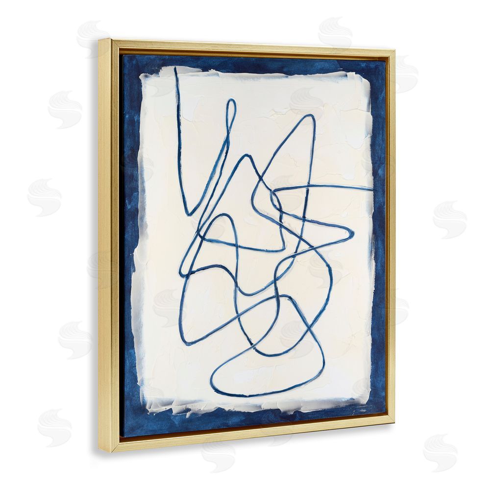 Michael Willett Continuous Line Doodle Gold Floating Frame Canvas Wall Art Print