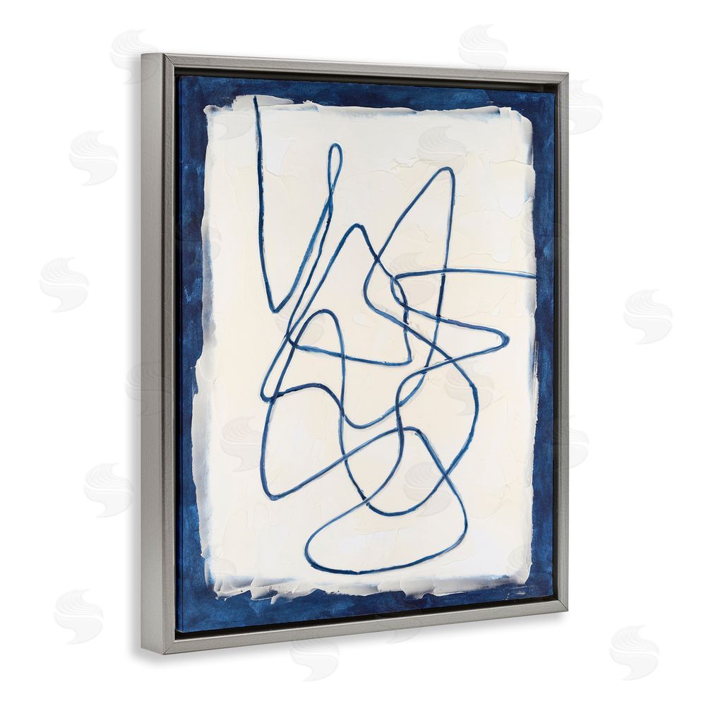 Michael Willett Continuous Line Doodle Grey Floating Frame Canvas Wall Art Print