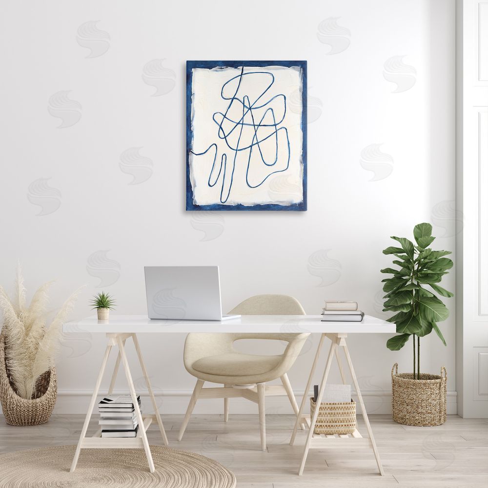 Michael Willett Blue Line Abstraction Canvas Wall Art Print in Room