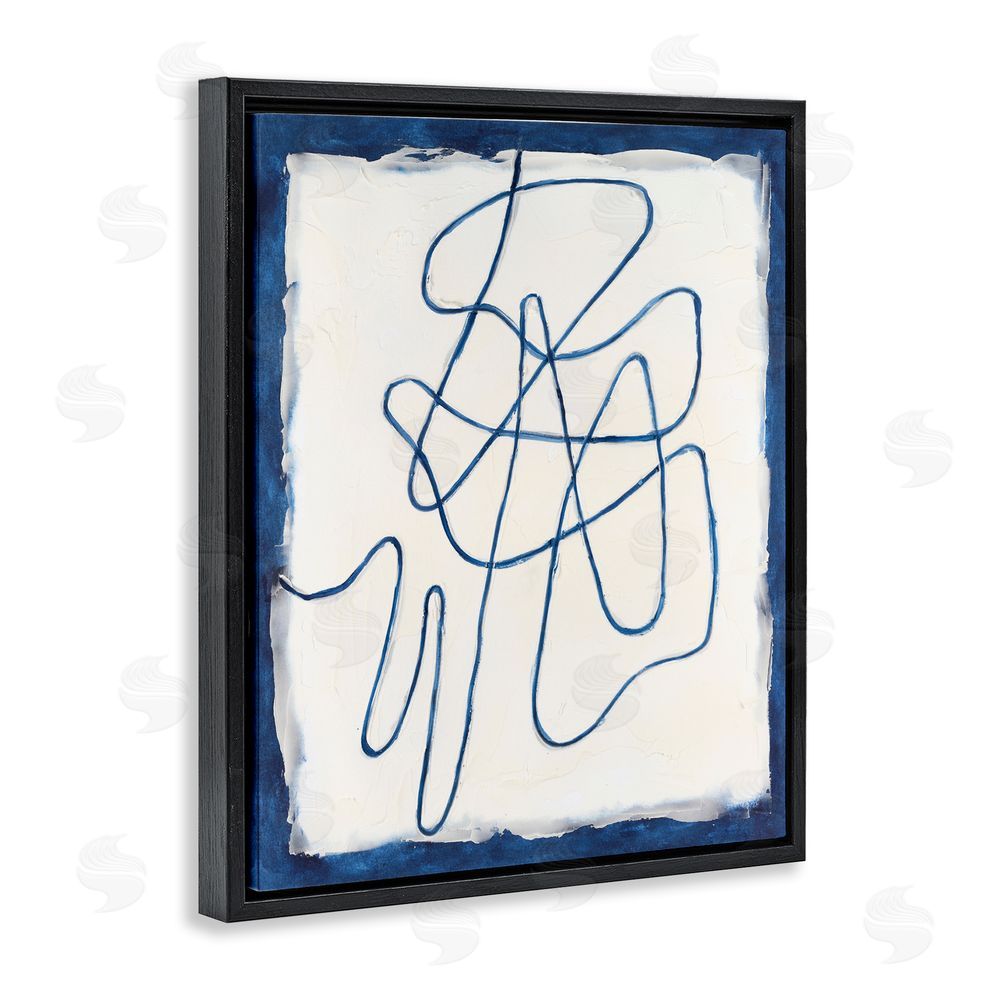 Michael Willett Blue Line Abstraction Black Floating Frame Canvas Wall Art Print