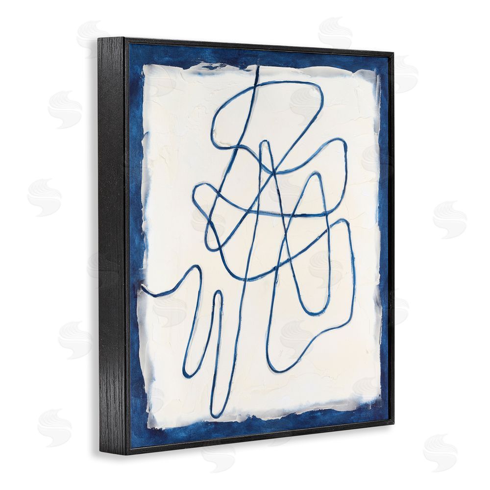 Michael Willett Blue Line Abstraction Black Framed Giclee Wall Art Print