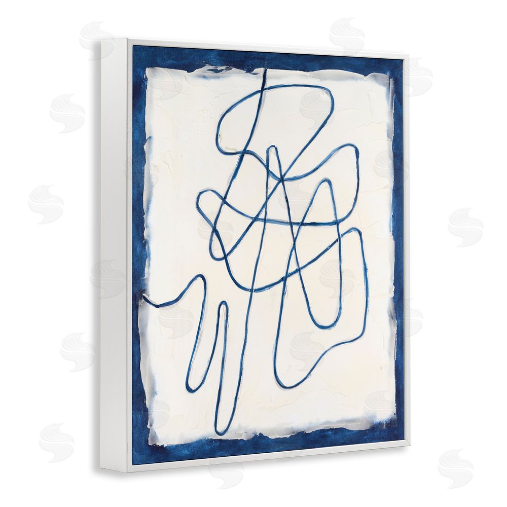 Michael Willett Blue Line Abstraction White Framed Giclee Wall Art Print